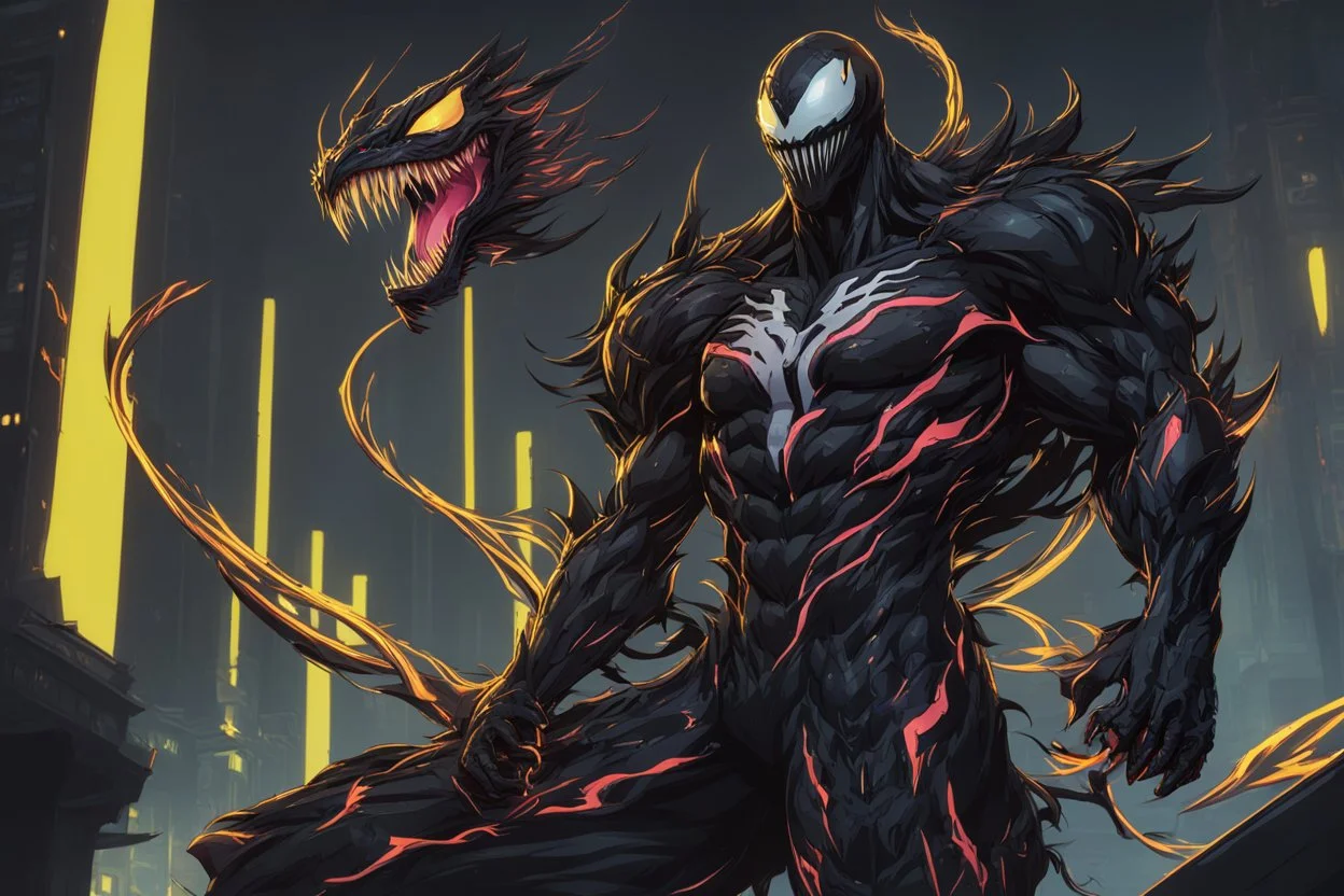 venom machine in solo leveling shadow artstyle, nightmare them, neon, full body, apocalypse, intricate details, highly detailed, high details, detailed portrait, masterpiece,ultra detailed,best quality