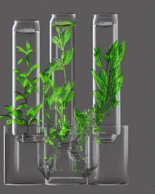 a glass test tube filled with plants, highly detailed, digital art, sharp focus, trending on art station, illustration