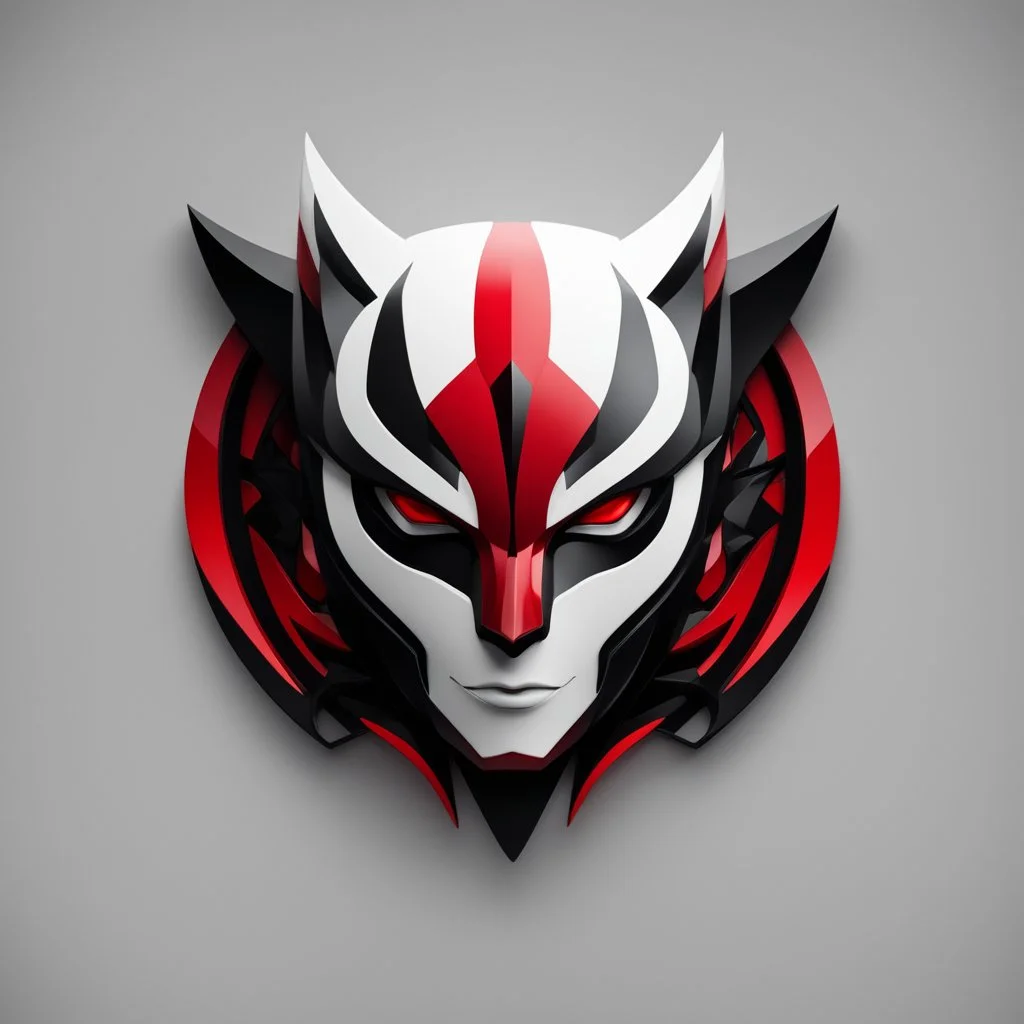 Logo 3D. Black, red and white palette Catman in artistic style