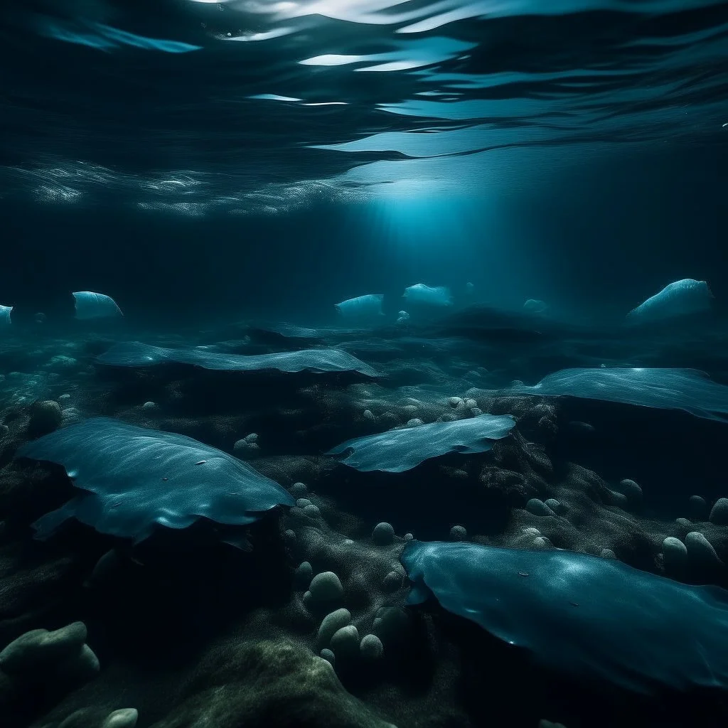 underwater images in a dark icy sea