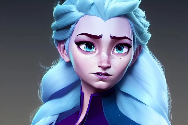 Elsa, from the movie "Frozen", White curly hair, Blue eyes by J scott campbell