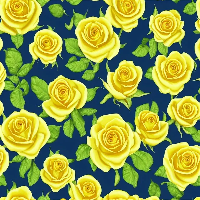 painted yellow roses, oil on canvas, seamless pattern, clear, sharp, fabric design