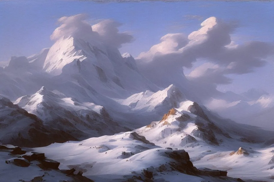 mountain range in snow by andrea del sarto