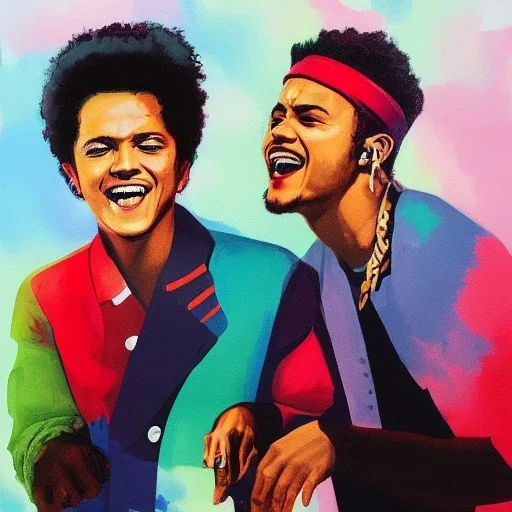 Painting of Bruno mars and Anderson paak