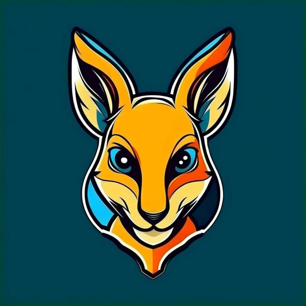 Kangaroo Mascot Logo in the style of 1997 pop culture, Fancy, Professional, Hotel Logo.