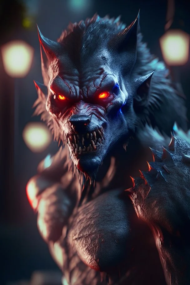 Vampire werewolf fused ,3d render, high details, high contrast, long explosure, hyper realistic, color grading, bokeh, unreal engine 5, 8k