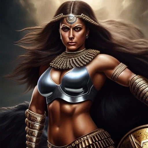 Ultra detailed fullbody Portrait in oil on canvas of busty female Spartan warrior with armor,extremely detailed digital painting,ultrarealistic skin,intense stare, extremely detailed face, crystal clear eyes, mystical colors ,perfectly centered image, perfect composition, rim light, beautiful lighting,masterpiece ,8k, stunning scene, raytracing, anatomically correct, in the style of Simon Bisley and Ohrai Noriyoshi and robert e howard and Steve Jung and Wizyakuza and uncannyknack.