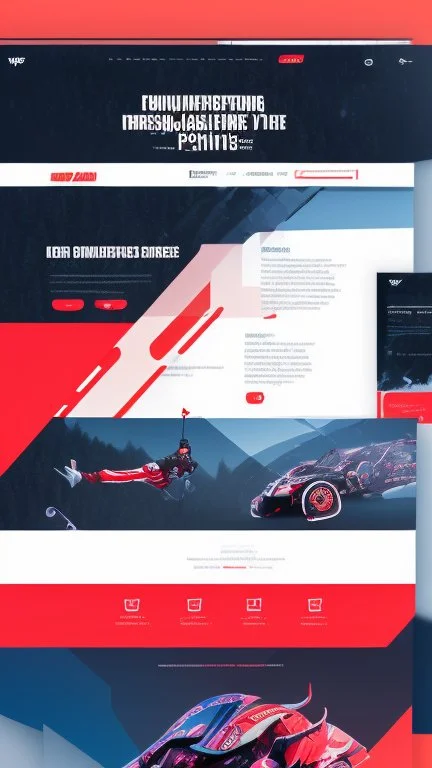 Design a user-friendly and visually appealing landing page for a sport website, prioritizing an intuitive user experience, red colors, power, skii, running, riding a bike, swimming