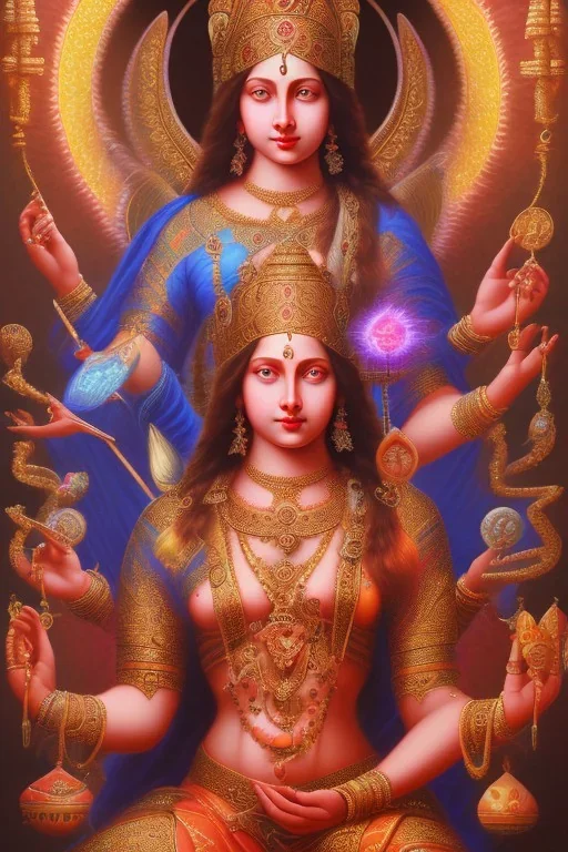 lord laxmi, goddess, art, painting, oil