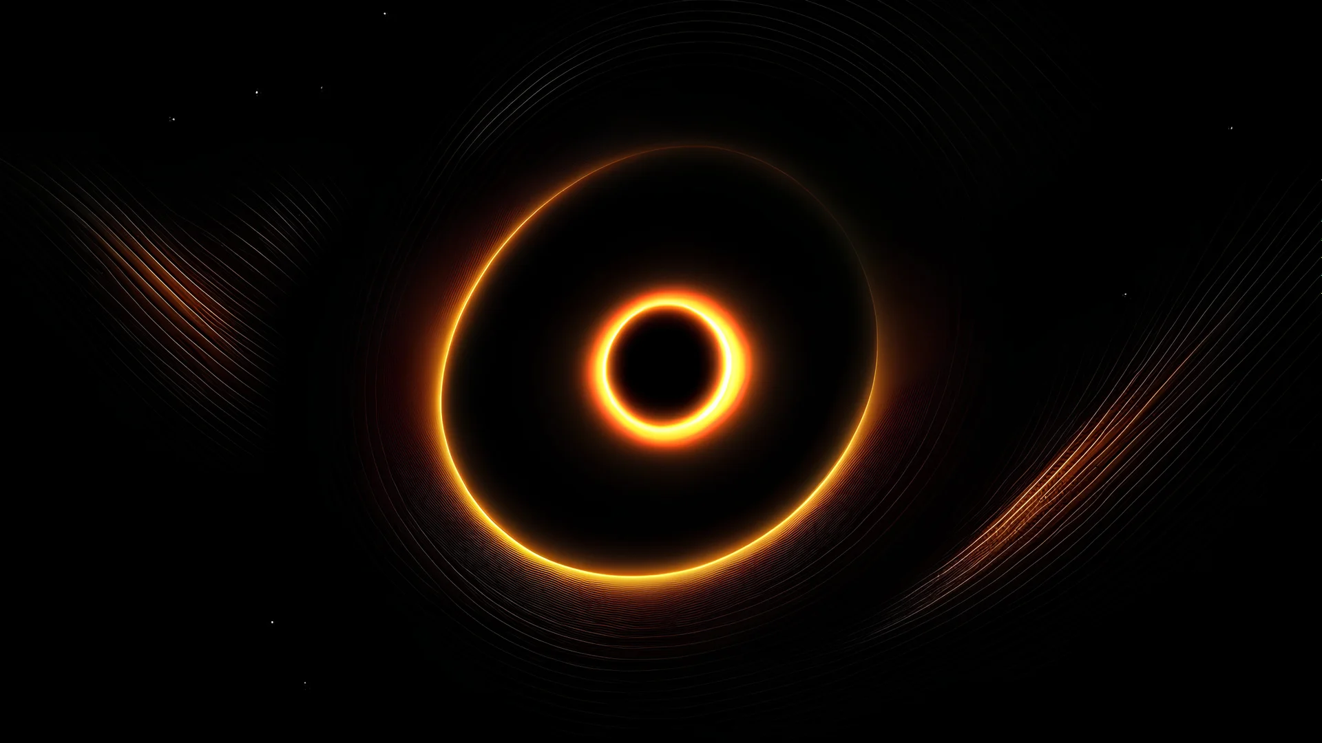 Glowing black hole spinning rapidly and shining with fierce light