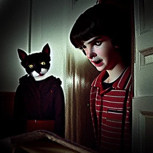 Creepy photo, 'stranger things' cat, bat