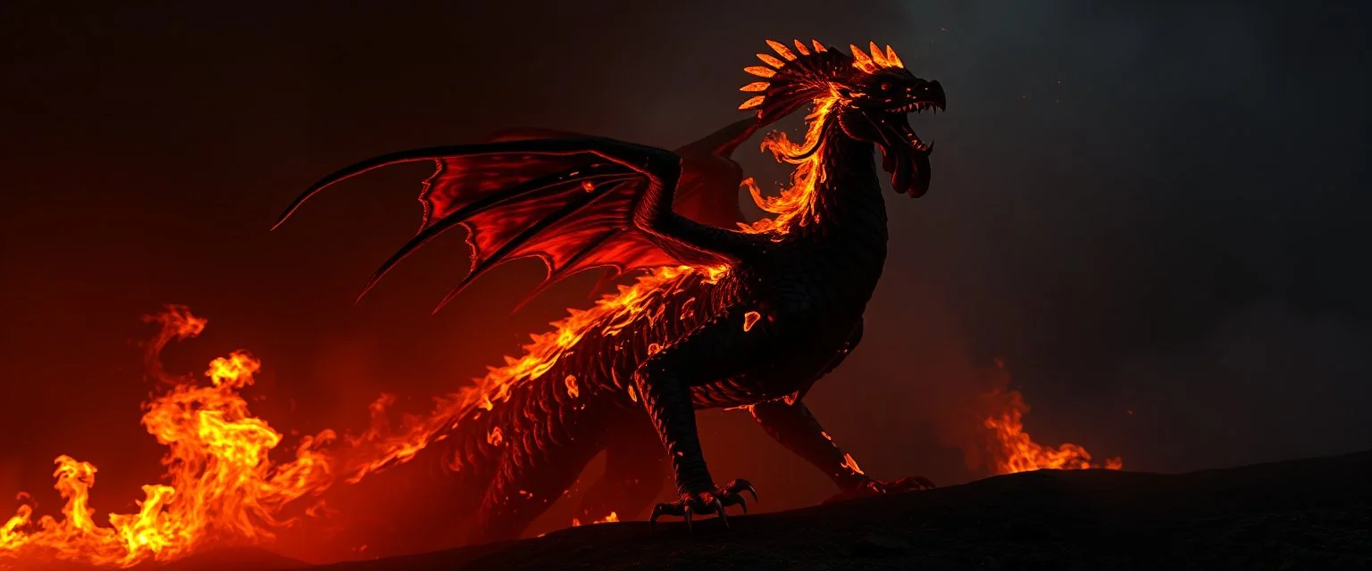 Nabraxas fire and darkness Haiti dragon with rooster head and serpent legs as a vision of the beginning of awakening within a dream