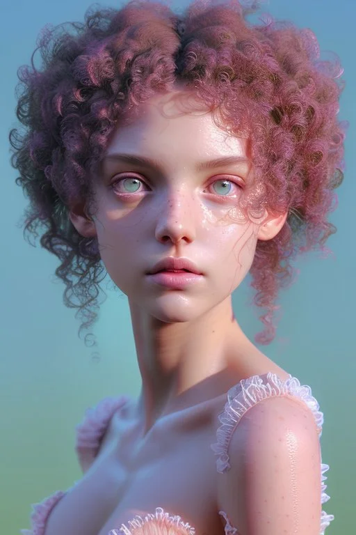 April, Summer Fashion, full body,smooth soft skin, curly hair, detailed eyes, detailed face, looking into camera, intricate, summer outfit, pink, back lighting, realistic concept art, digital painting, rich 3d render, hyper-realistic painting, cinema 4D render, art by WLOP, by Agnes Cecile, Michael Whelan