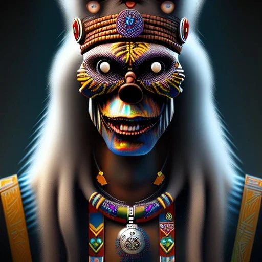 Portrait, chef de guerre tribal , vaudou, 4k, Iron maiden