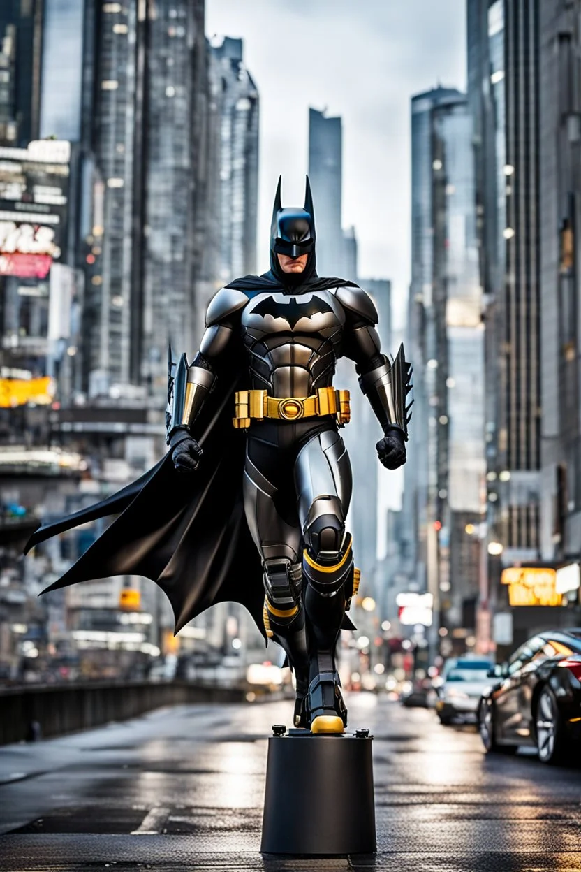 Excited Photography A picture cyber mechines Batman,with surface coated chrome polished details, city background