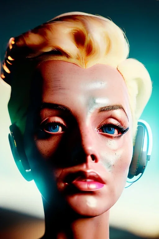 Ultra Realistic sci-fi scene, portrait, blonde woman, sweet Marylin Monroe face, perfect iris, glow eyes, makeup. Aliens background, Retro sci-fi style, helmet, tight latex coat, fog, rain, soft color, highly detailed, unreal engine 5, ray tracing, RTX, lumen lighting, ultra detail, volumetric lighting, 3d, finely drawn, high definition, high resolution.