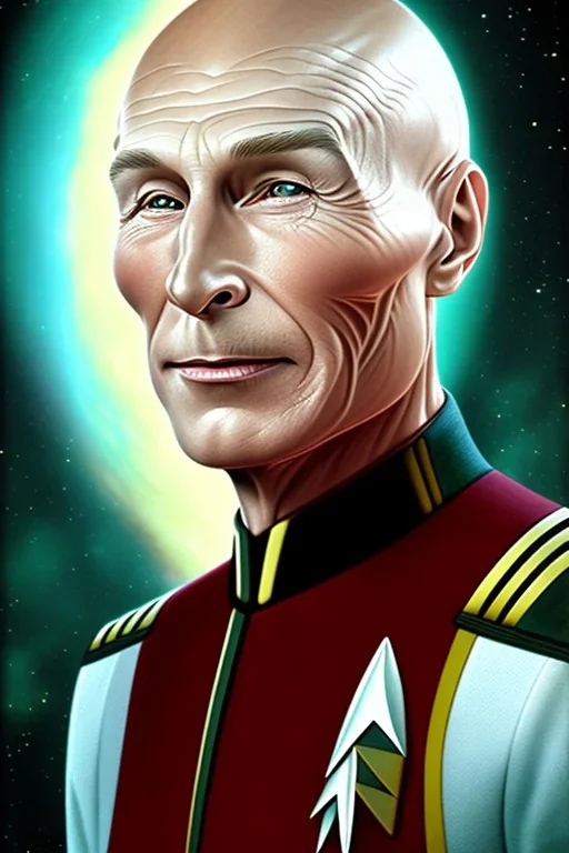 portrait captain Picard star trek on Saturn