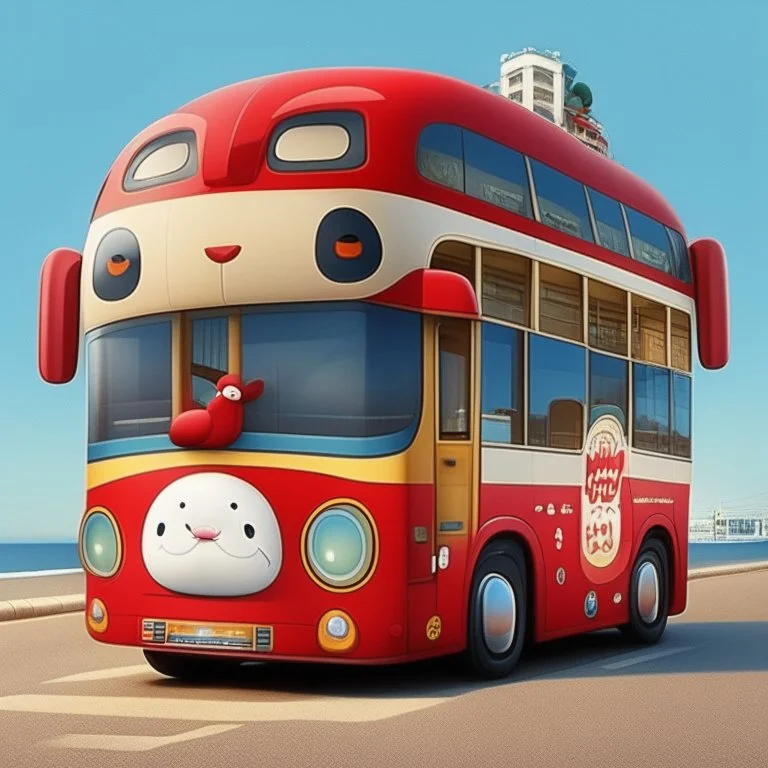 Bus, omnibus, montevideo, japanese mascot style