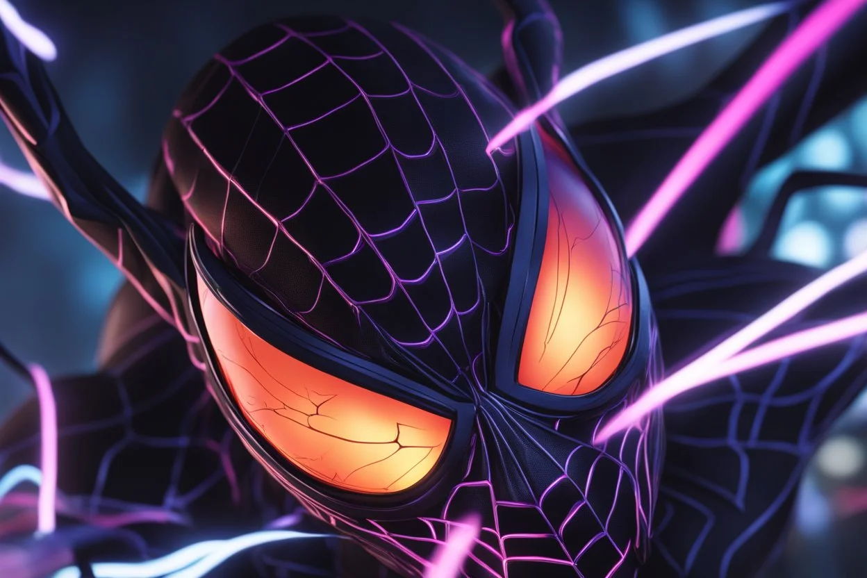 symbiote in 8k solo leveling shadow drawing, spiderGwen model, neon lights, intricate details, highly detailed, high details, detailed portrait, masterpiece,ultra detailed, ultra quality