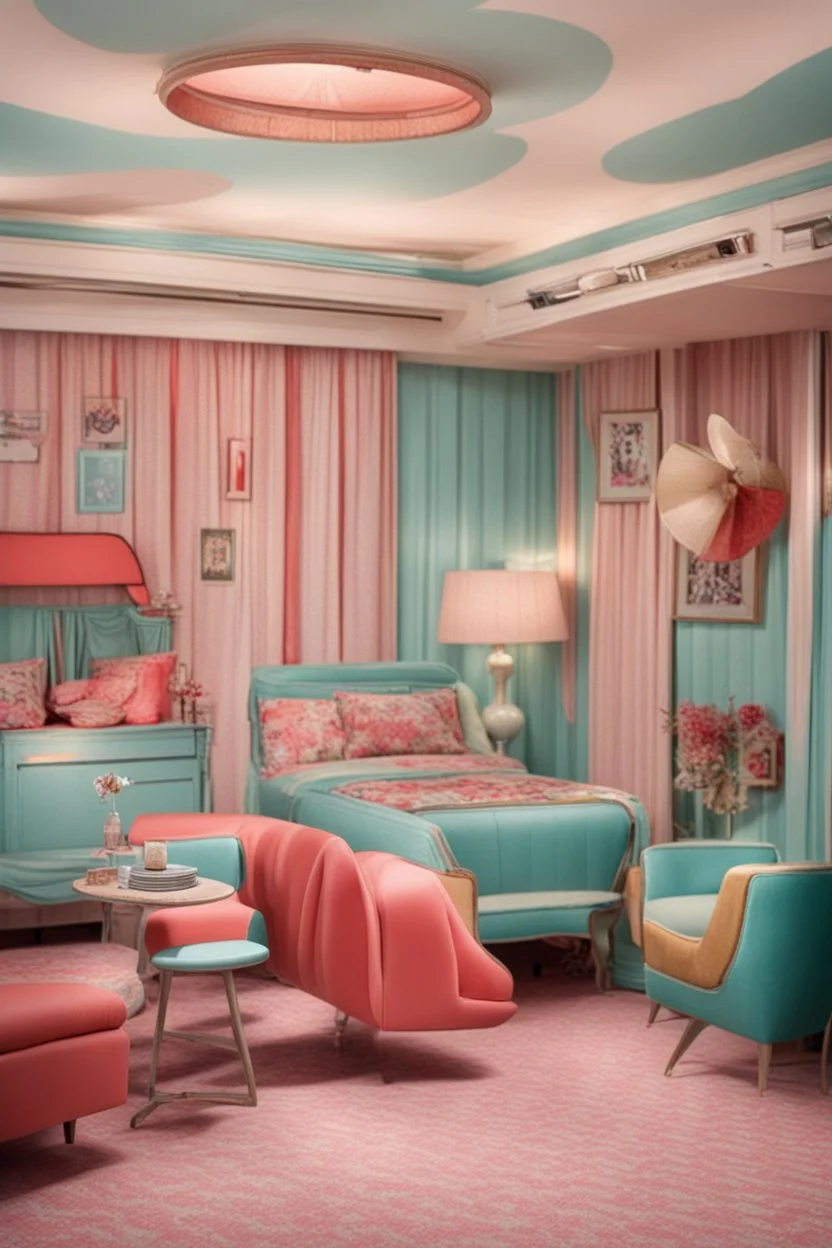 A vintage room embodying the essence of the 1950s