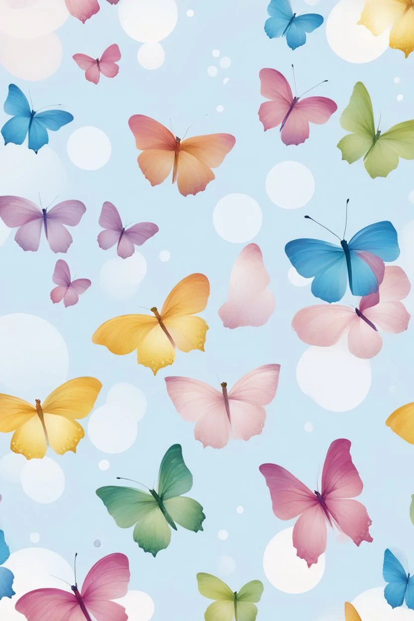 Bubbles and Butterflys flying to the sky at midday