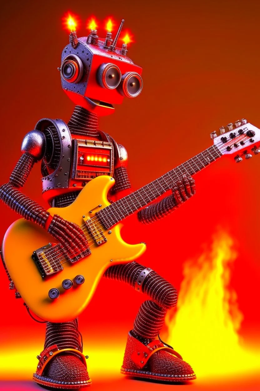 Firestarter robot with a guitar