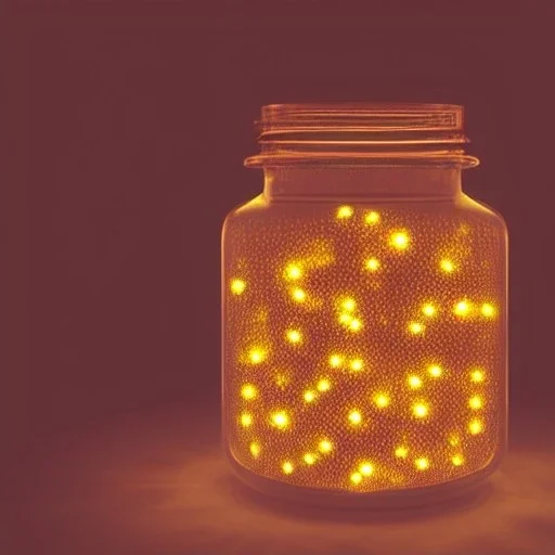 lantern, swarm of glowing fireflies inside a belljar, polaroid, luminescent glow, moody, tender, photorealistic, octane render, golden hour