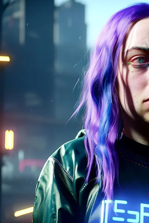 Billie Eilish, cyberpunk2077, booty, photorealistic