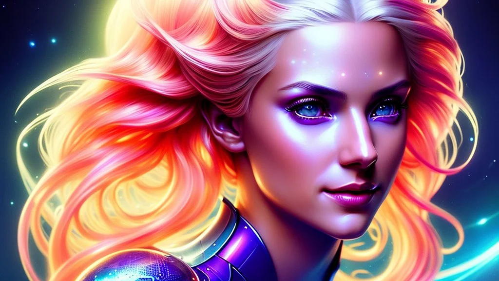 Lexica Aperture v2 Hyper detailed ultra sharp, trending on artstation, vibrant aesthetic, smiling blonde ethereal subtle (((smiling)))+++ luminous heavenly goddess, angel, colorful, psychedelic, ornate, intricate, digital painting, concept art, smooth, sharp focus, illustration, not human anthropomorphic alien cyborg, art by artgerm and greg rutkowski and h. r. giger, louis royo, salvador dali, 8 k