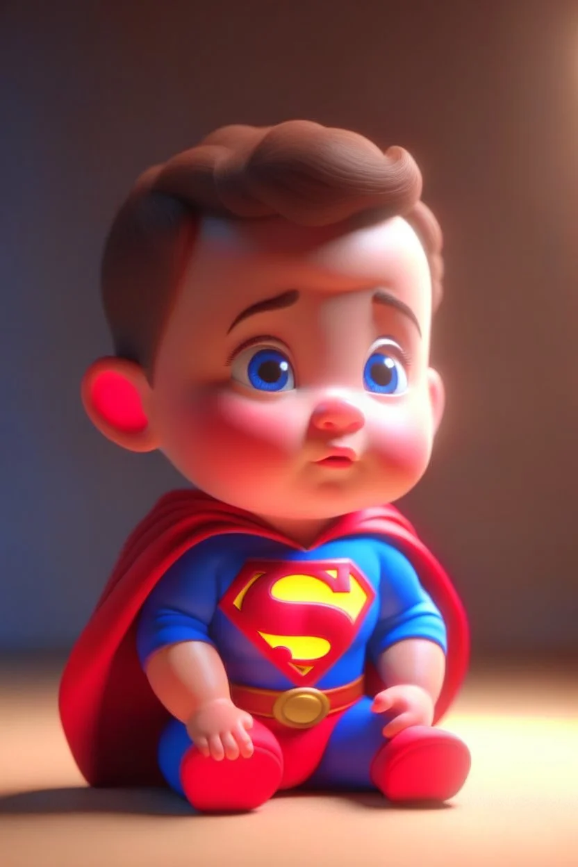 baby super man 3d render photo, cinematic