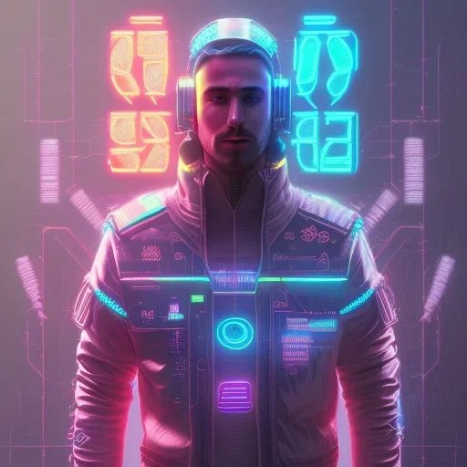 Men neon future cyberpunk