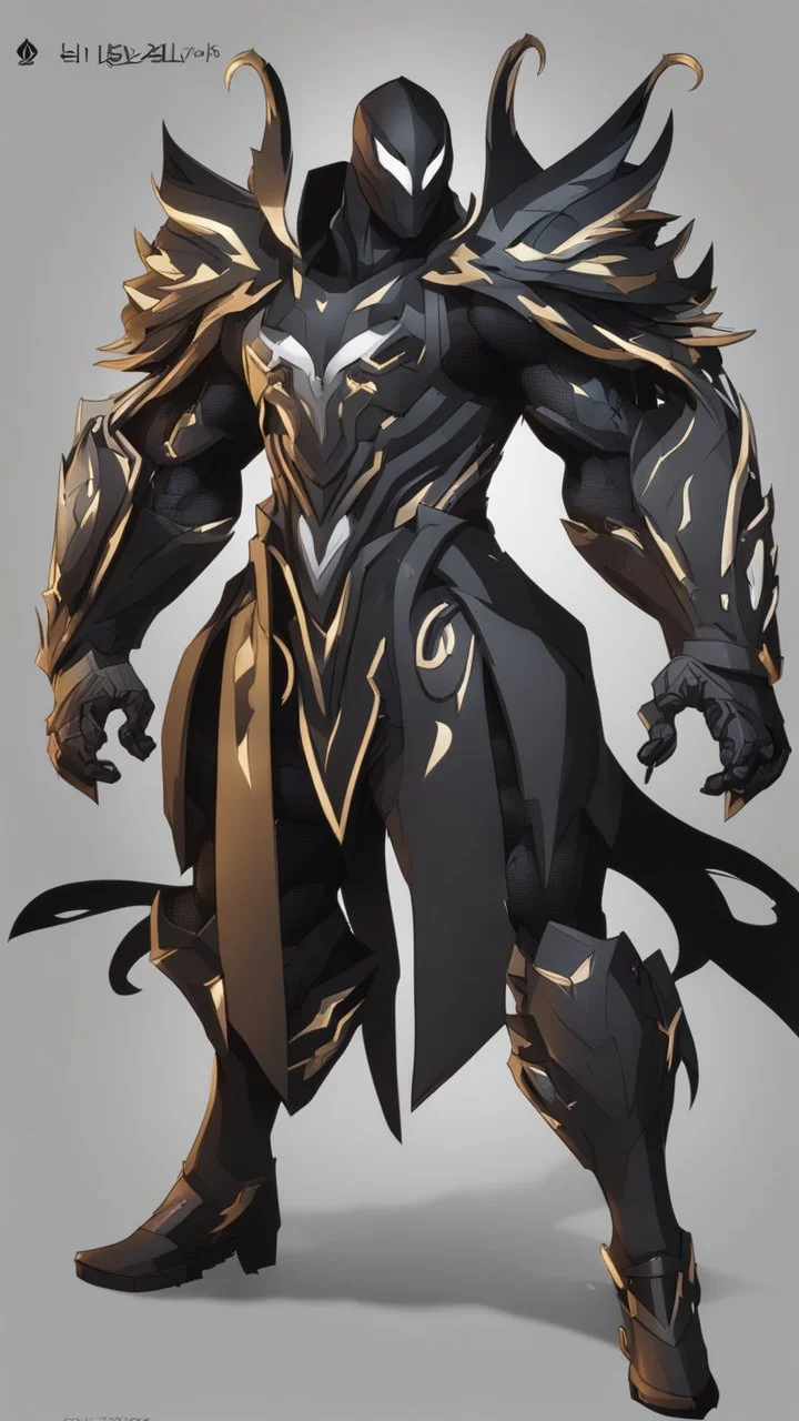 Rainhard suit mix with venom symbiote in solo leveling shadow artstyle, rainhard armor, demon lord them, intricate details, highly detailed, high details