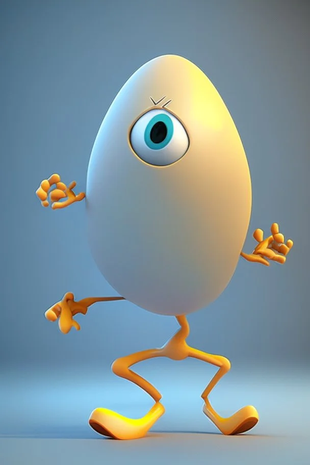 3d egg character with hands and legs