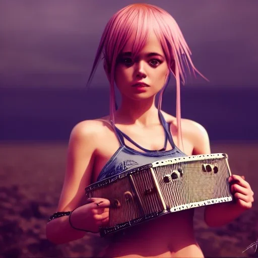 washboardpunk, girl, landscape, hyper detailed octane render, 8k, anime style