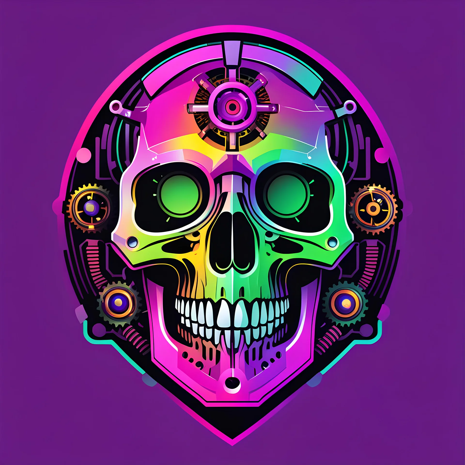 FLAT VECTOR LAYERED IMAGE OF CYBERNETIC SKULL PARTS IN A SCHEMATIC