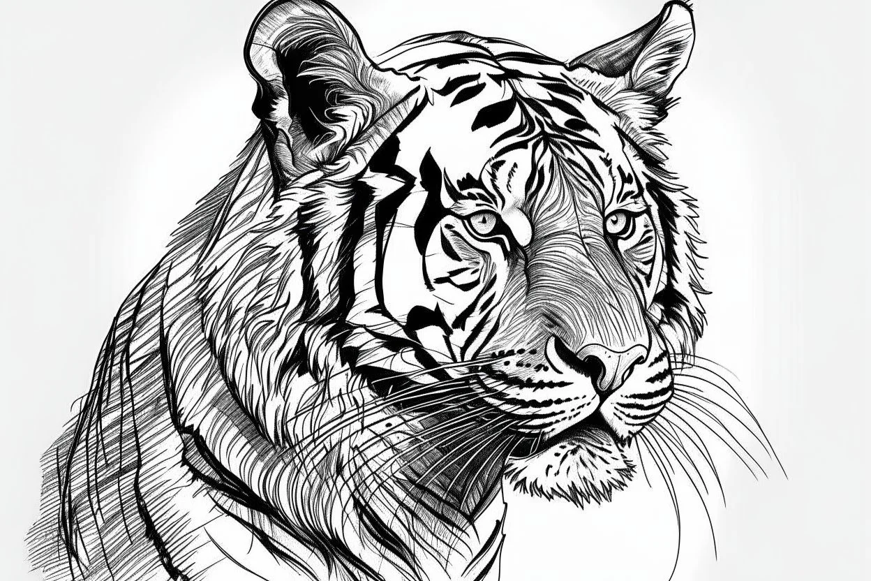 tiger graphic line drawing