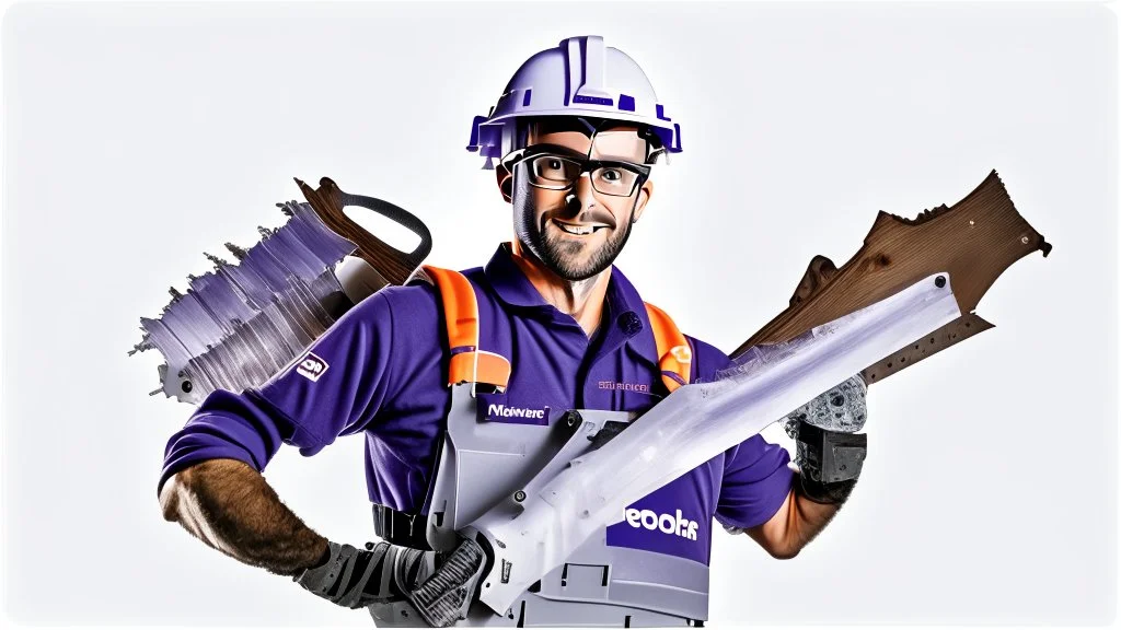 fedex driver using chainsaw transparent background