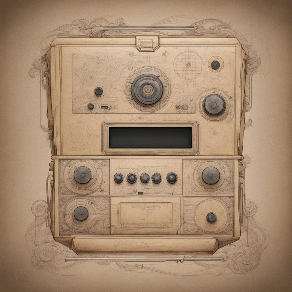 video game console in the style of leonardo da vinci