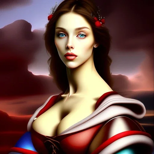 portrait of a beautiful brunette busty woman Michelangelo style