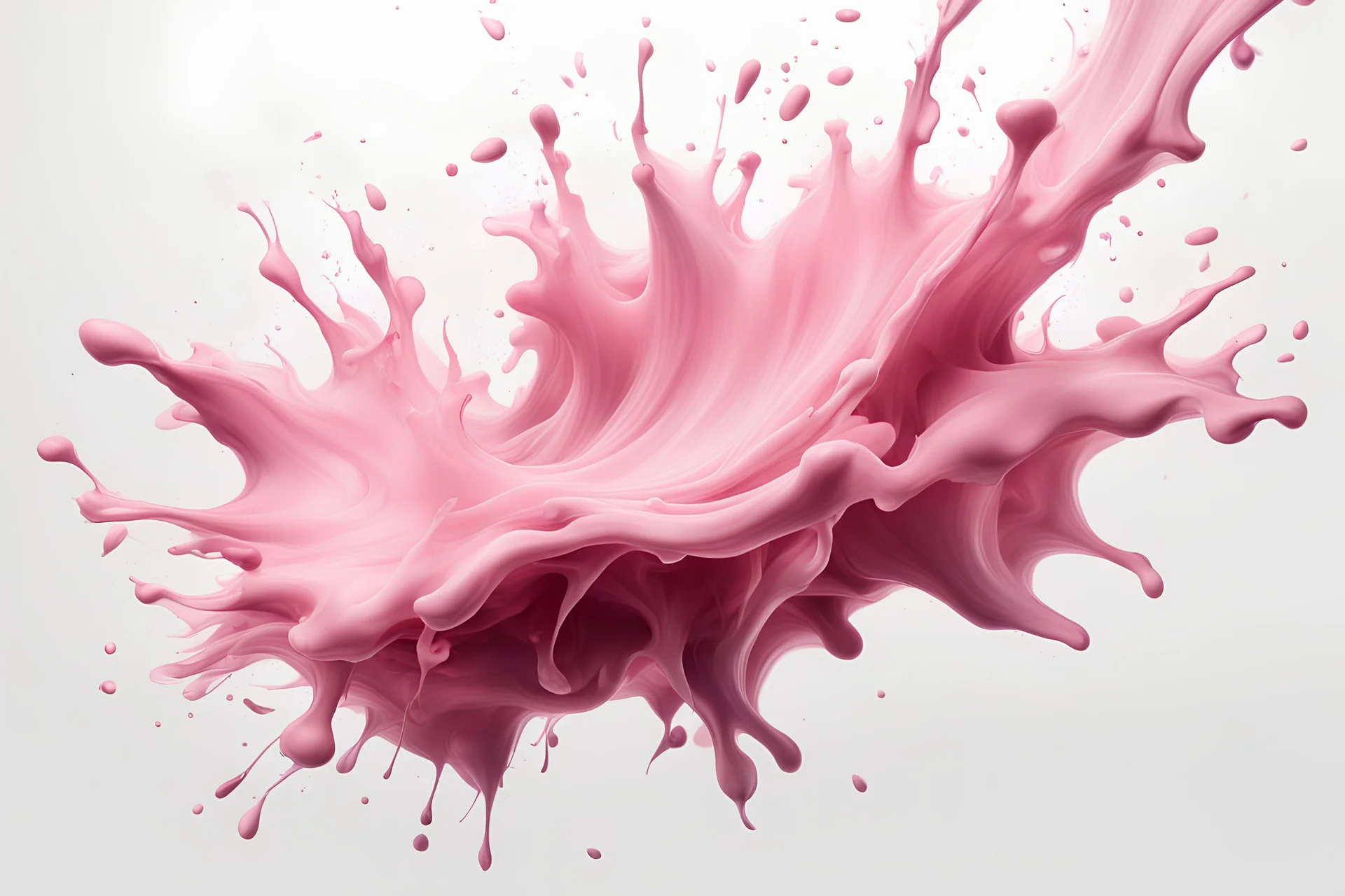 The pale pink of the splash ink falls on the white background, Oblique direction,high quality,4k