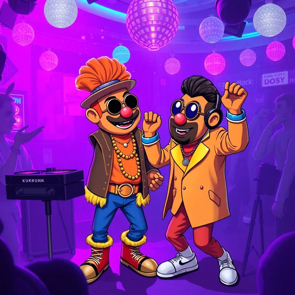 MR Kukrunk is Benny and DJ Roy in a disco, dancing
