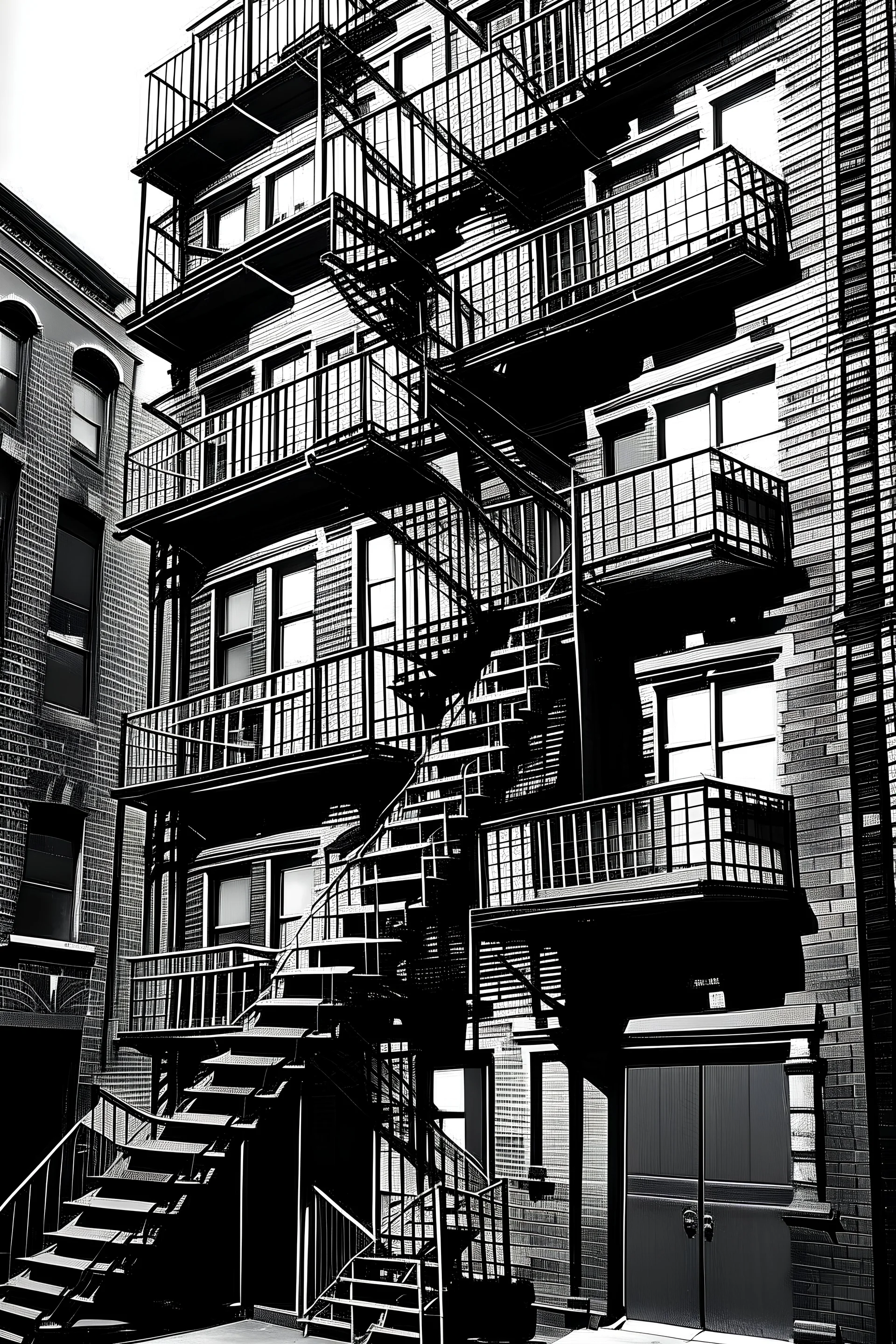 Typical New York fire escape ladders，there is a decorative room shelf which the style isTypical New York fire escape ladders.draw picture for assembly instructiongs that show the action that Put the Crossbars tiers on the wall, mark where the holes are.