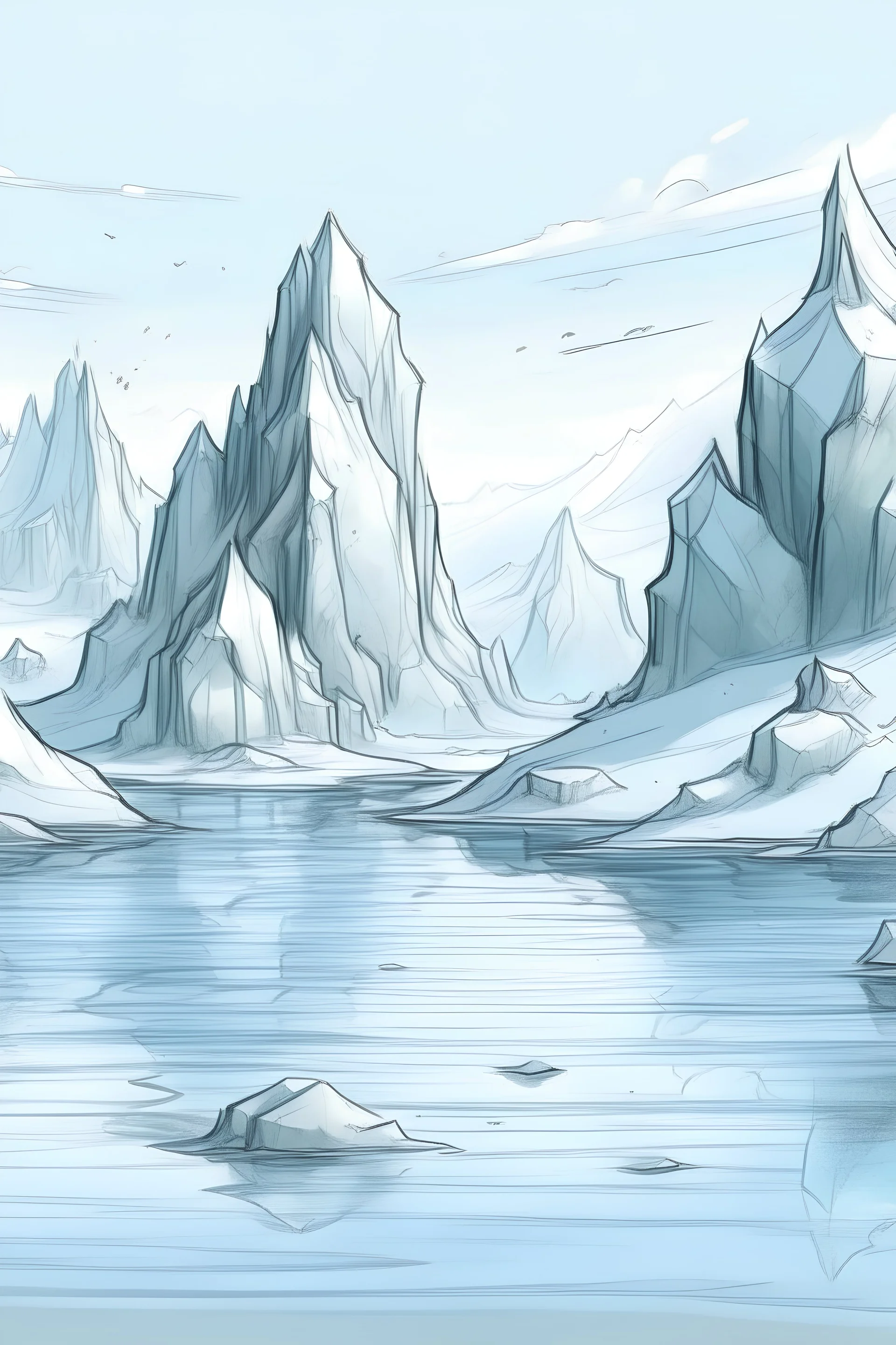 Draw the retreat of the ice in a realistic style