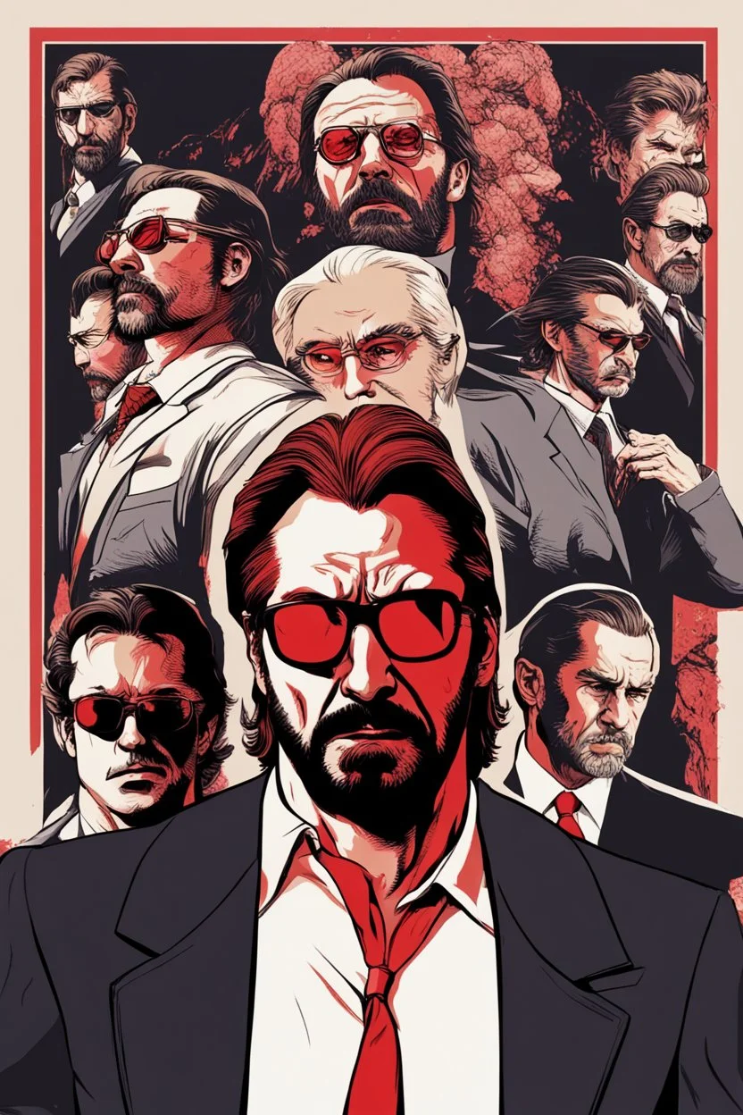 a muscular, mean and menacing Hans Gruber wearing red-tinted glasses