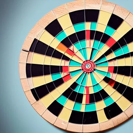 A dart board with seven darts on it