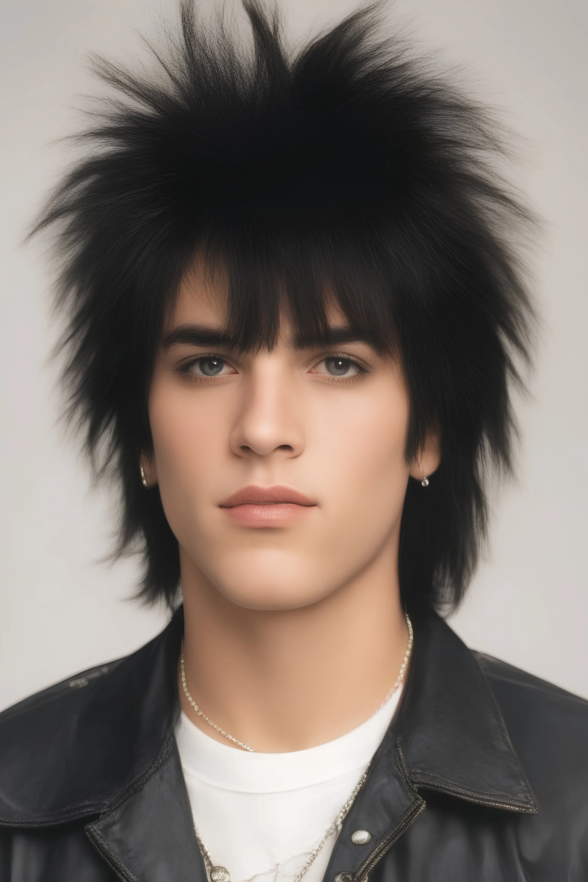 full color image, 1980's yearbook photo, teenager, Frank Carlton Serafino Feranna Jr. aka Nikki Sixx, 14 years old, photorealistic, --ar 9:16 --style raw