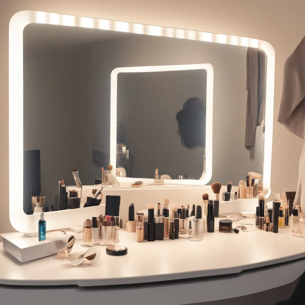 A bright makeup mirror with light