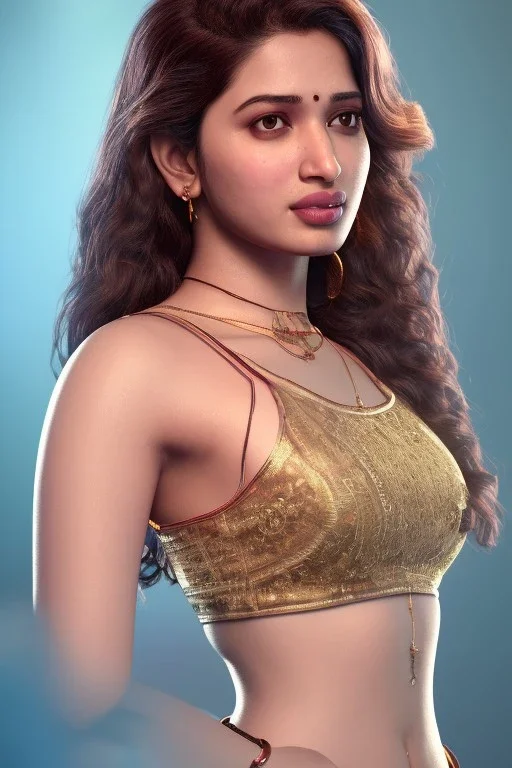 South Indian actress Tamannaah, by Mahmoud Sai, Cartographic, Circuitry, Golden Hour, Closeup-View, 16k, Lumen Global Illumination, Diffraction Gradin