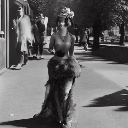 Ziegfeld girl walking side