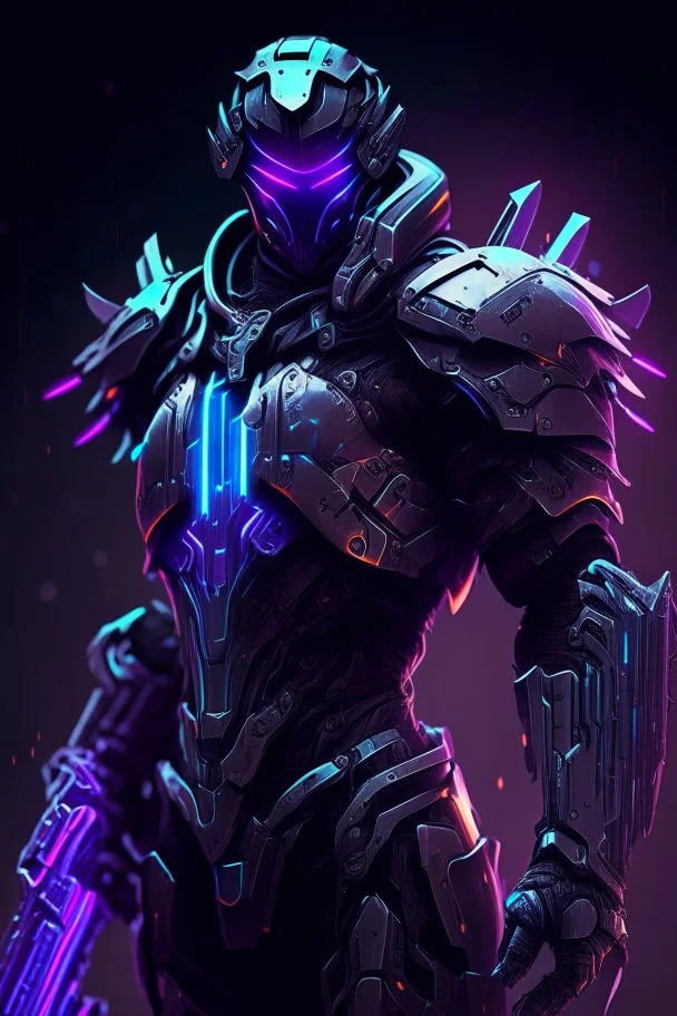 dark humanoid robot soldier artificer gladiator futuristic assassin RGB